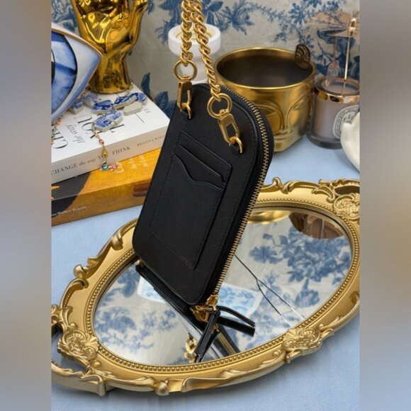 🆕 TORY BURCH 🧿 NWOT Emerson Phone Crossbody, Black, Gold Chain - AUTHENTICATED - Picture 7 of 16